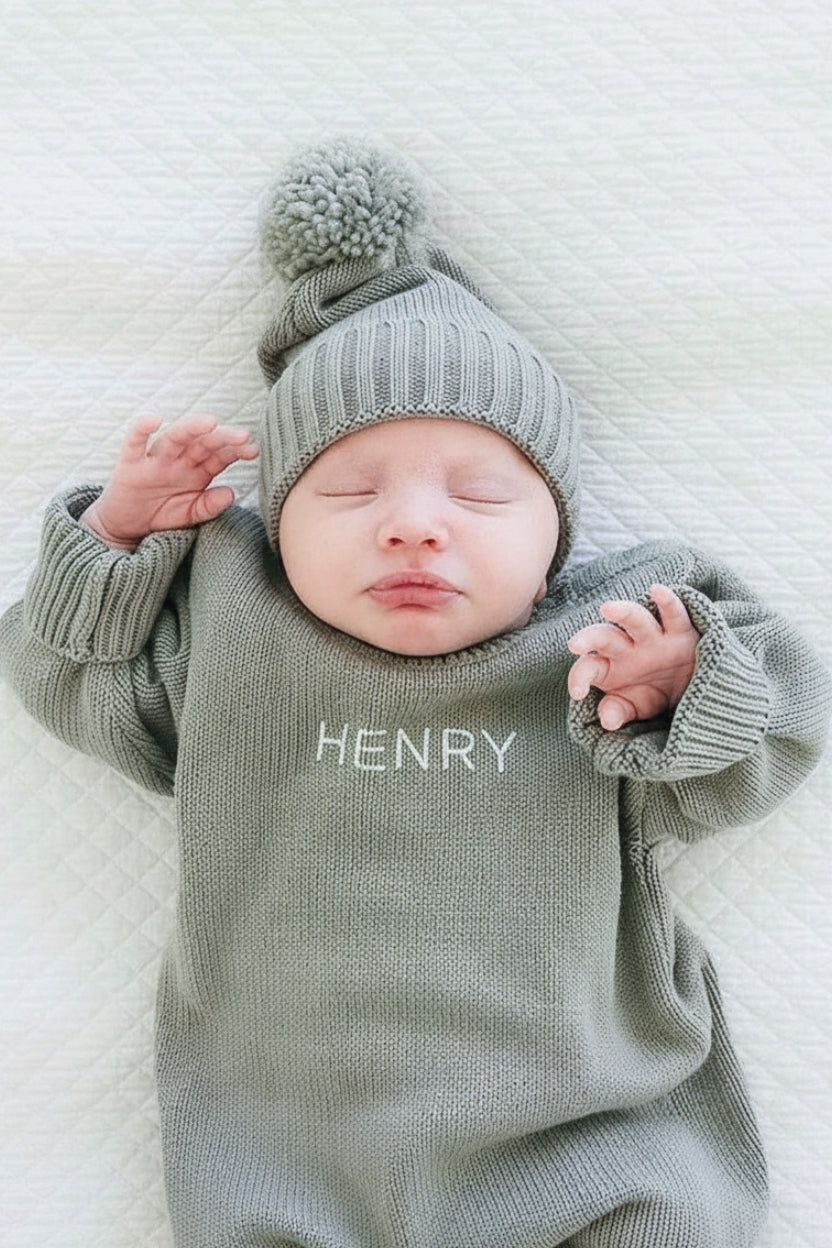Personalized Printed Knit Sweater Bubble | Smoke