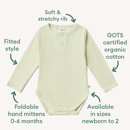 Honeydew Long Sleeve Organic Bodysuit