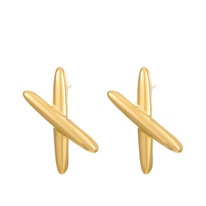 X- Shaped Stainless Steel Earrings