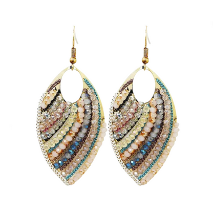 Beaded Bohemian Style Leaf Earrings