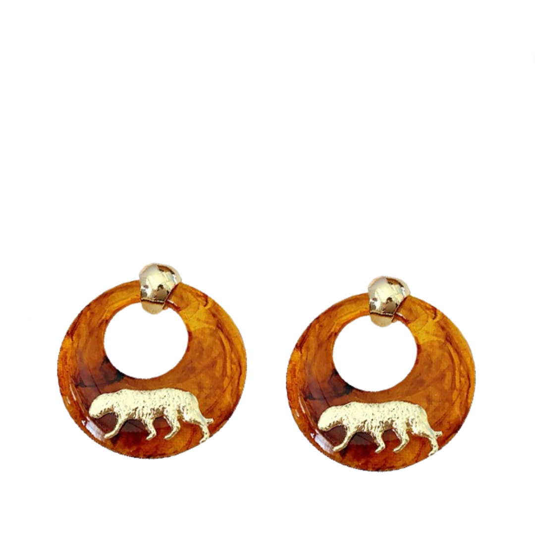 Tiger Geometric Vintage Earrings