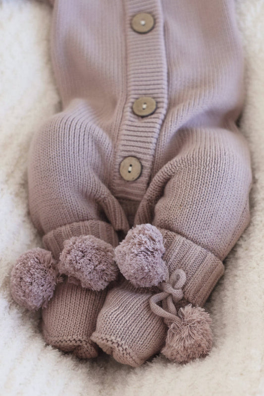 Knit Pom Pom Baby Booties | Iris