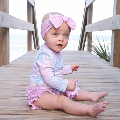Long Sleeve Rash Guard With Ruffle Bottom | Island Palms