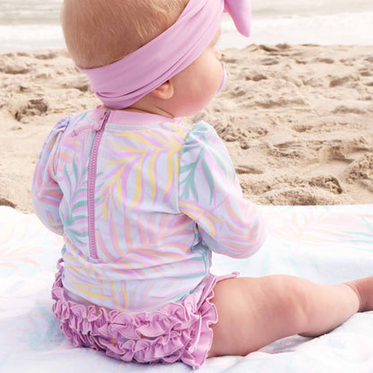 Long Sleeve Rash Guard With Ruffle Bottom | Island Palms