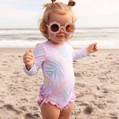Long Sleeve Rash Guard With Ruffle Bottom | Island Palms