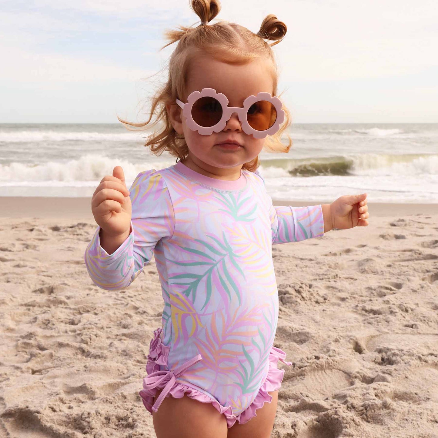 Long Sleeve Rash Guard With Ruffle Bottom | Island Palms