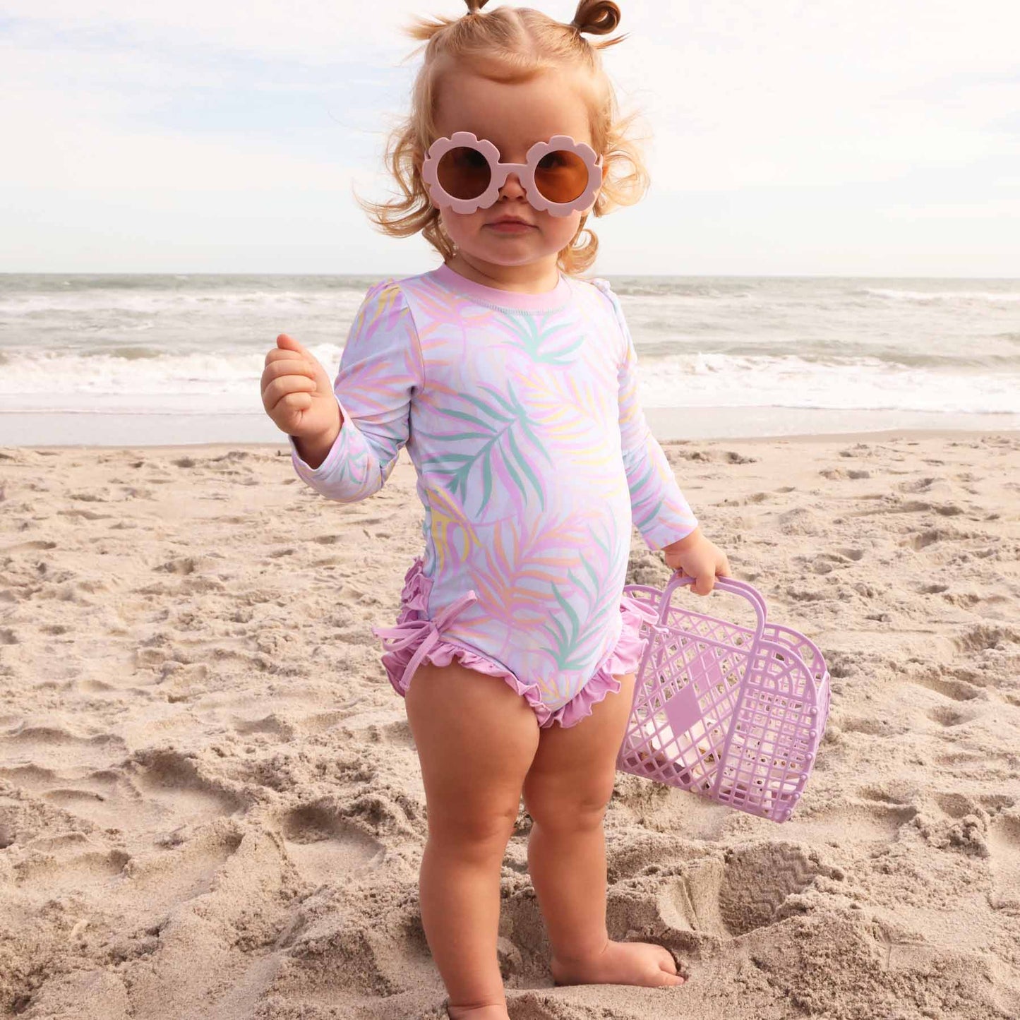 Long Sleeve Rash Guard With Ruffle Bottom | Island Palms