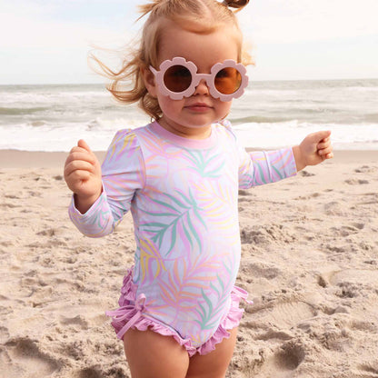 Long Sleeve Rash Guard With Ruffle Bottom | Island Palms