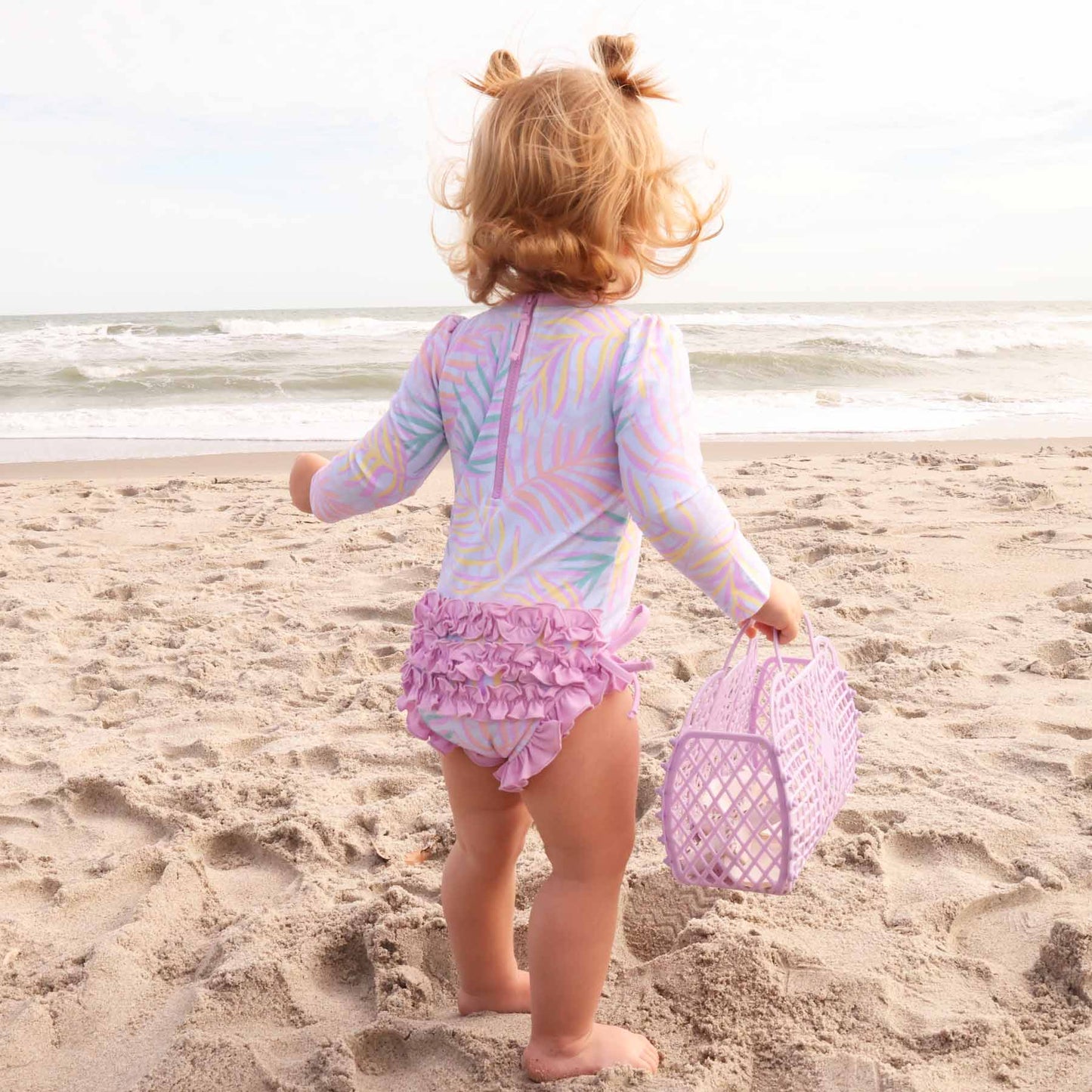 Long Sleeve Rash Guard With Ruffle Bottom | Island Palms