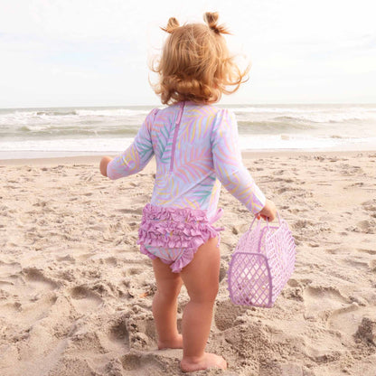 Long Sleeve Rash Guard With Ruffle Bottom | Island Palms
