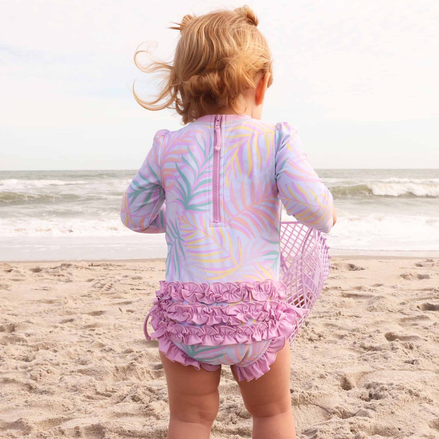 Long Sleeve Rash Guard With Ruffle Bottom | Island Palms