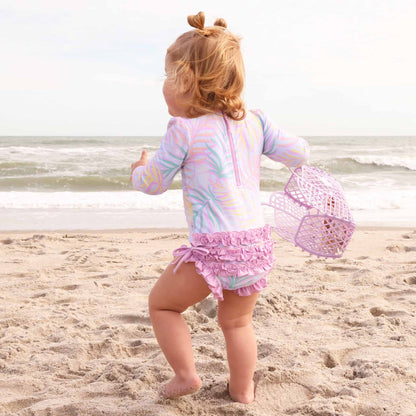 Long Sleeve Rash Guard With Ruffle Bottom | Island Palms