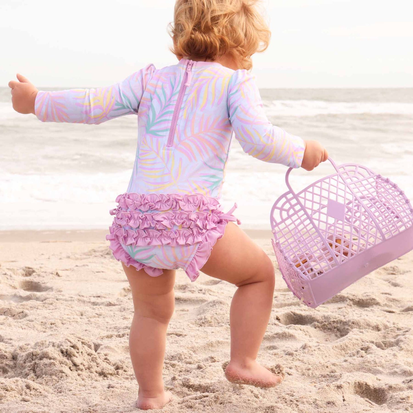 Long Sleeve Rash Guard With Ruffle Bottom | Island Palms