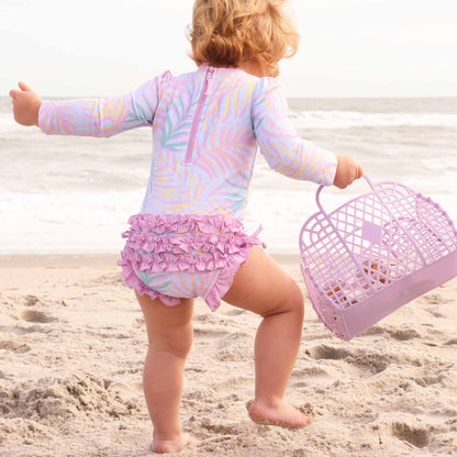 Long Sleeve Rash Guard With Ruffle Bottom | Island Palms