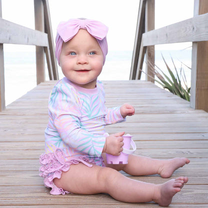 Long Sleeve Rash Guard With Ruffle Bottom | Island Palms