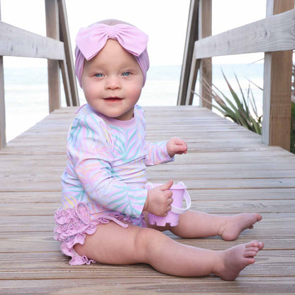 Long Sleeve Rash Guard With Ruffle Bottom | Island Palms