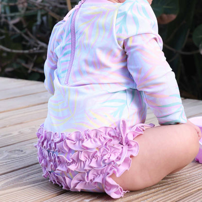 Long Sleeve Rash Guard With Ruffle Bottom | Island Palms