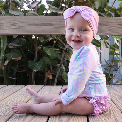 Long Sleeve Rash Guard With Ruffle Bottom | Island Palms