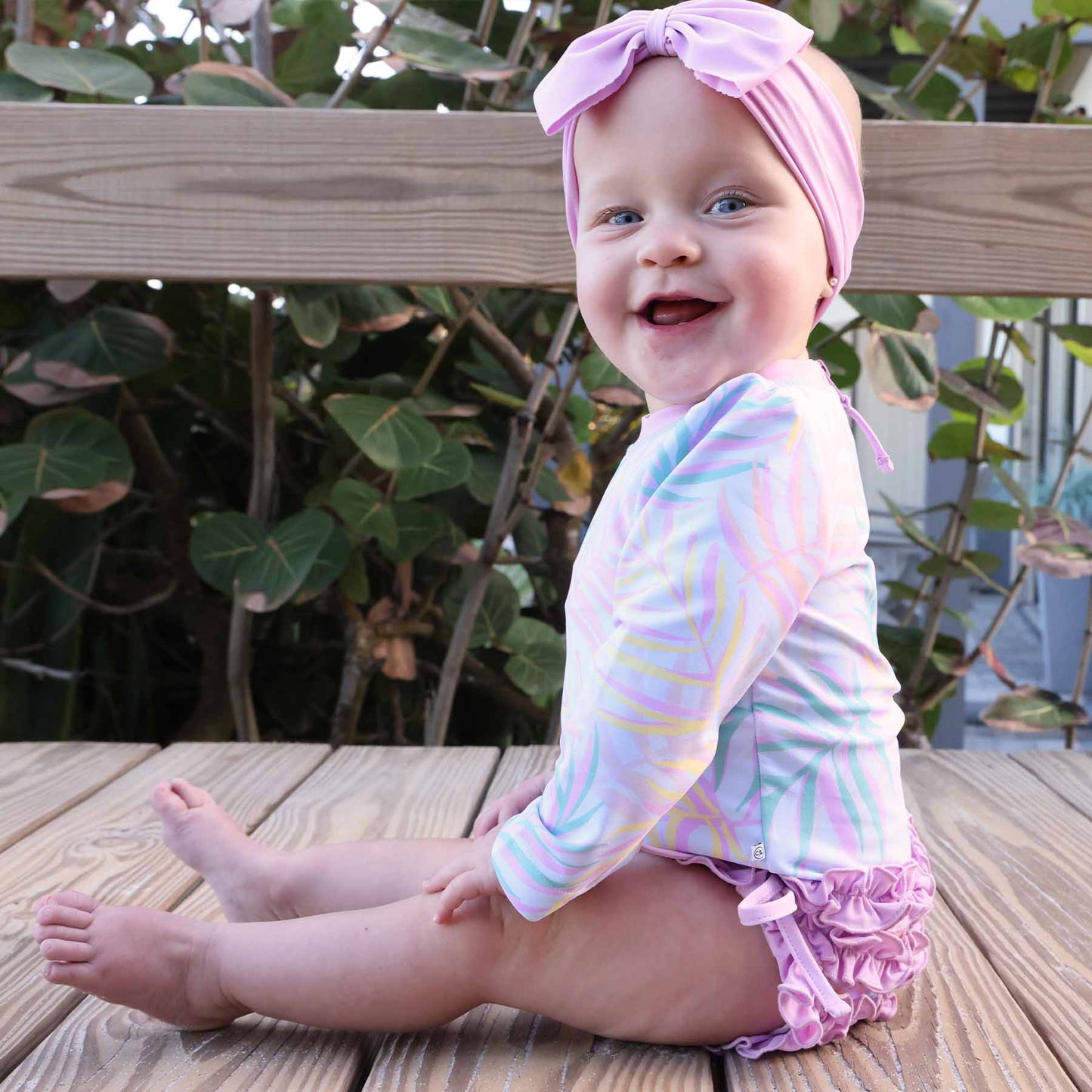 Long Sleeve Rash Guard With Ruffle Bottom | Island Palms