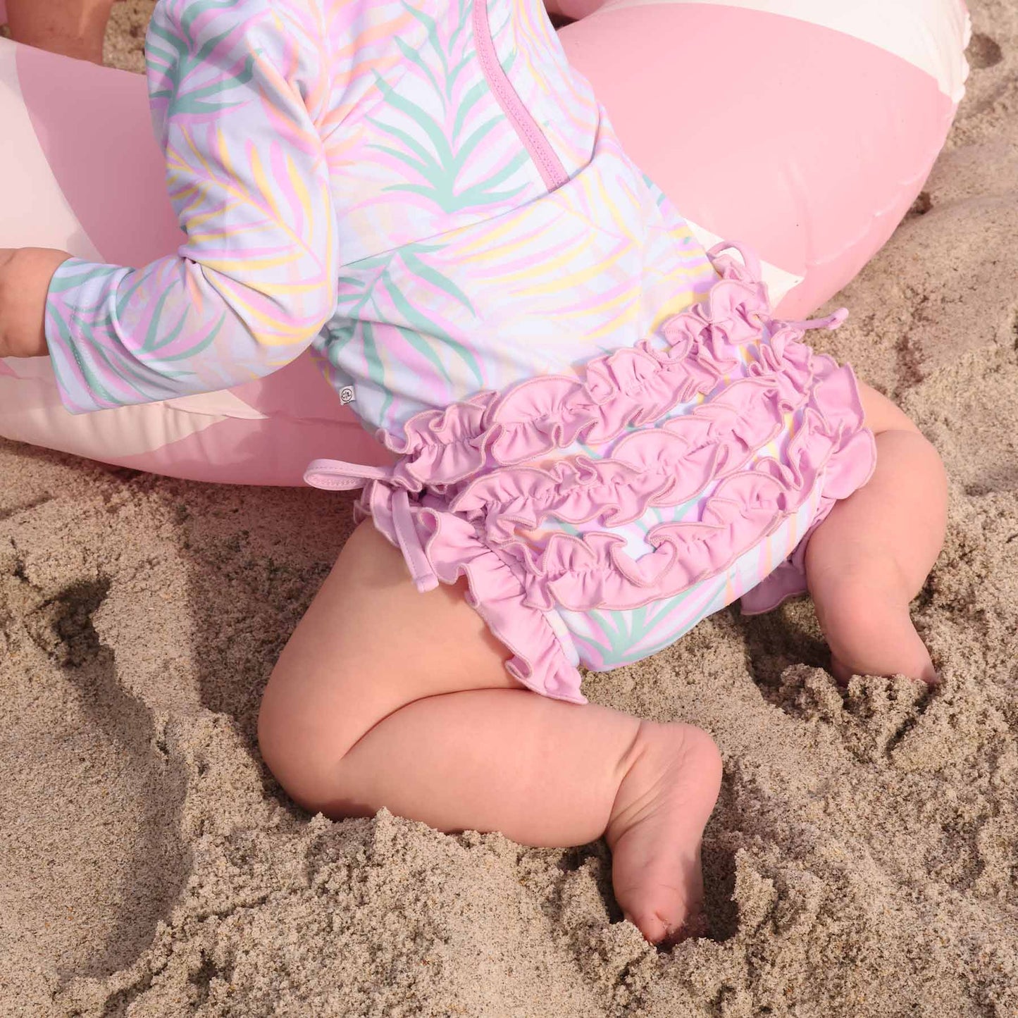 Long Sleeve Rash Guard With Ruffle Bottom | Island Palms