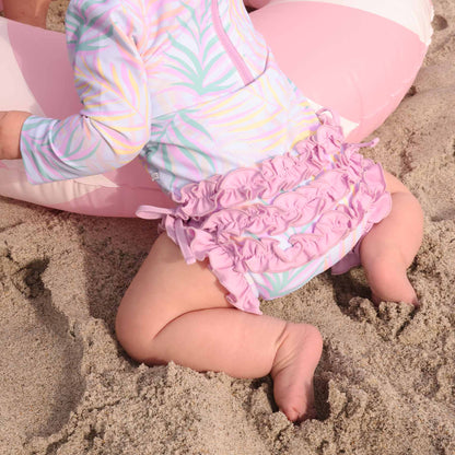 Long Sleeve Rash Guard With Ruffle Bottom | Island Palms