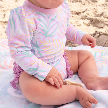 Long Sleeve Rash Guard With Ruffle Bottom | Island Palms