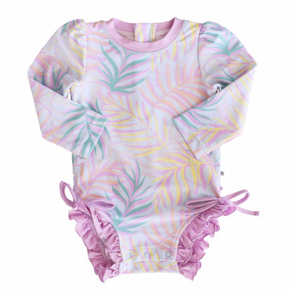 Long Sleeve Rash Guard With Ruffle Bottom | Island Palms