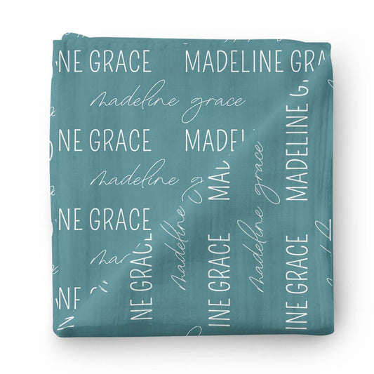 Personalized Jade Baby Name Swaddle Blanket - Block & Script