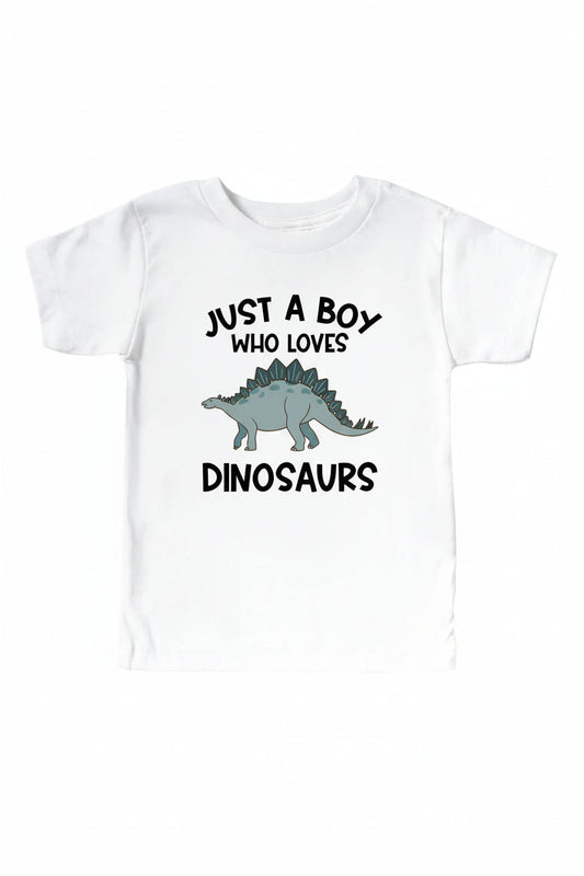 Loves Dinosaurs Kids Graphic Tee | White