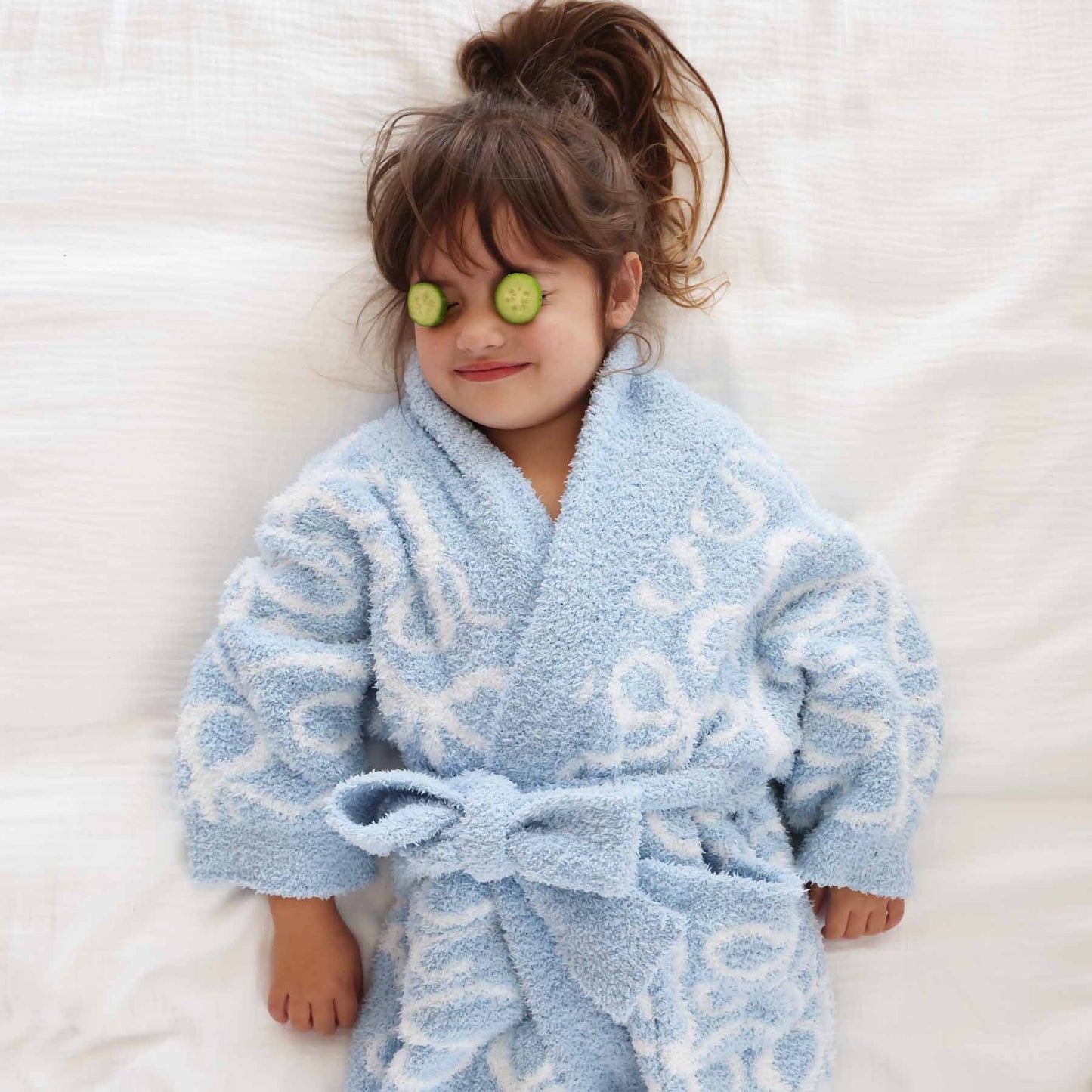 CuddleLane™ Kids Robe | Blue-tiful Bows