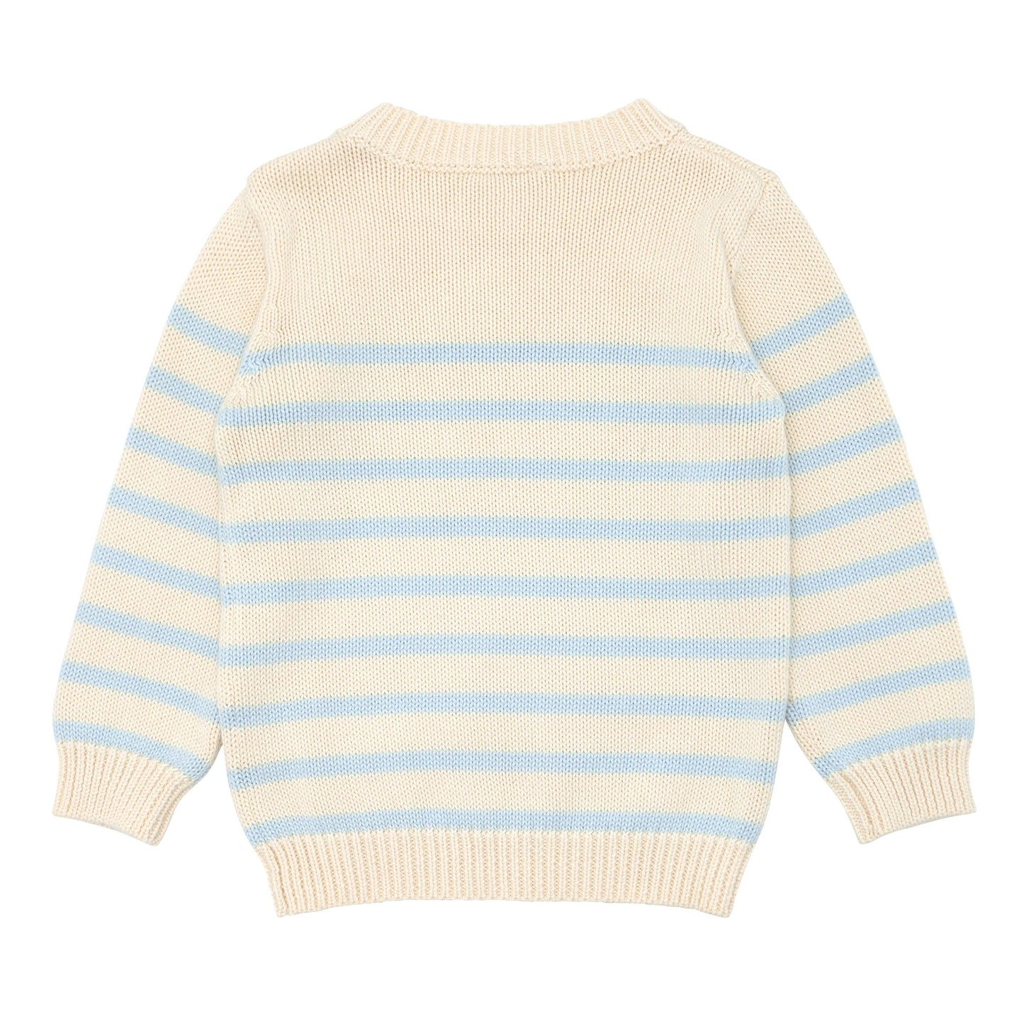 unisex cream and blue stripe knit sweater