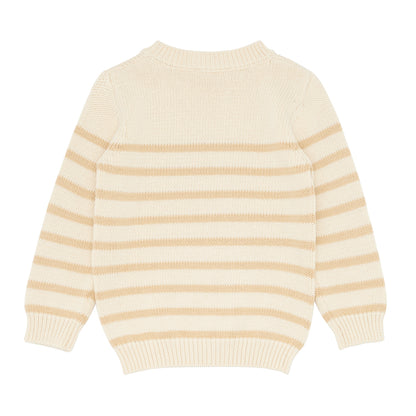 unisex cream and tan stripe knit sweater