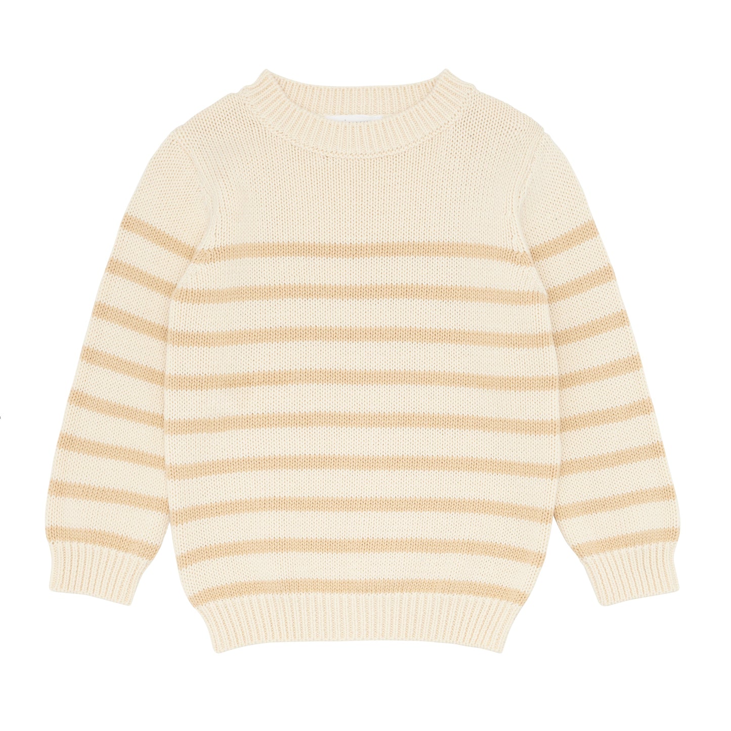 unisex cream and tan stripe knit sweater