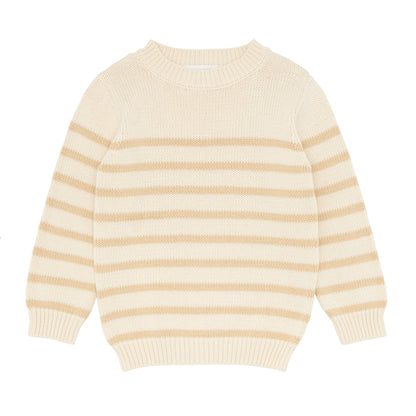 unisex cream and tan stripe knit sweater