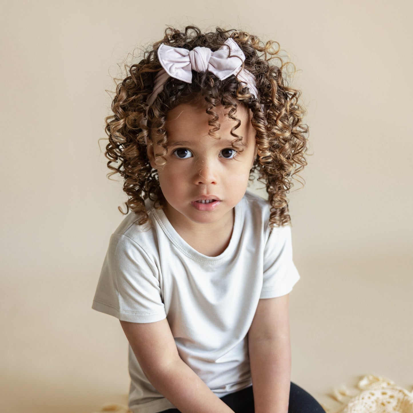 Knotted Bow Headband in Blush