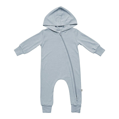 Bamboo Jersey Hooded Zippered Romper in Fog