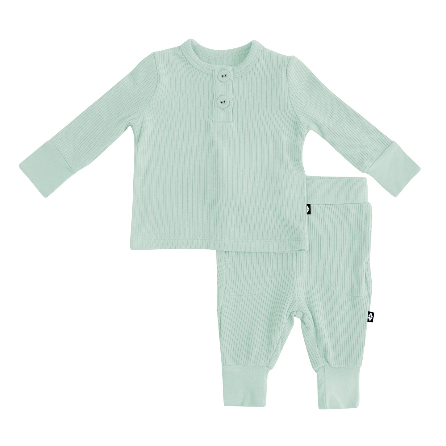 Ribbed Infant Henley Set in Sage