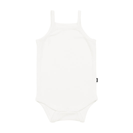 Ribbed Spaghetti Strap Bodysuit in Cloud