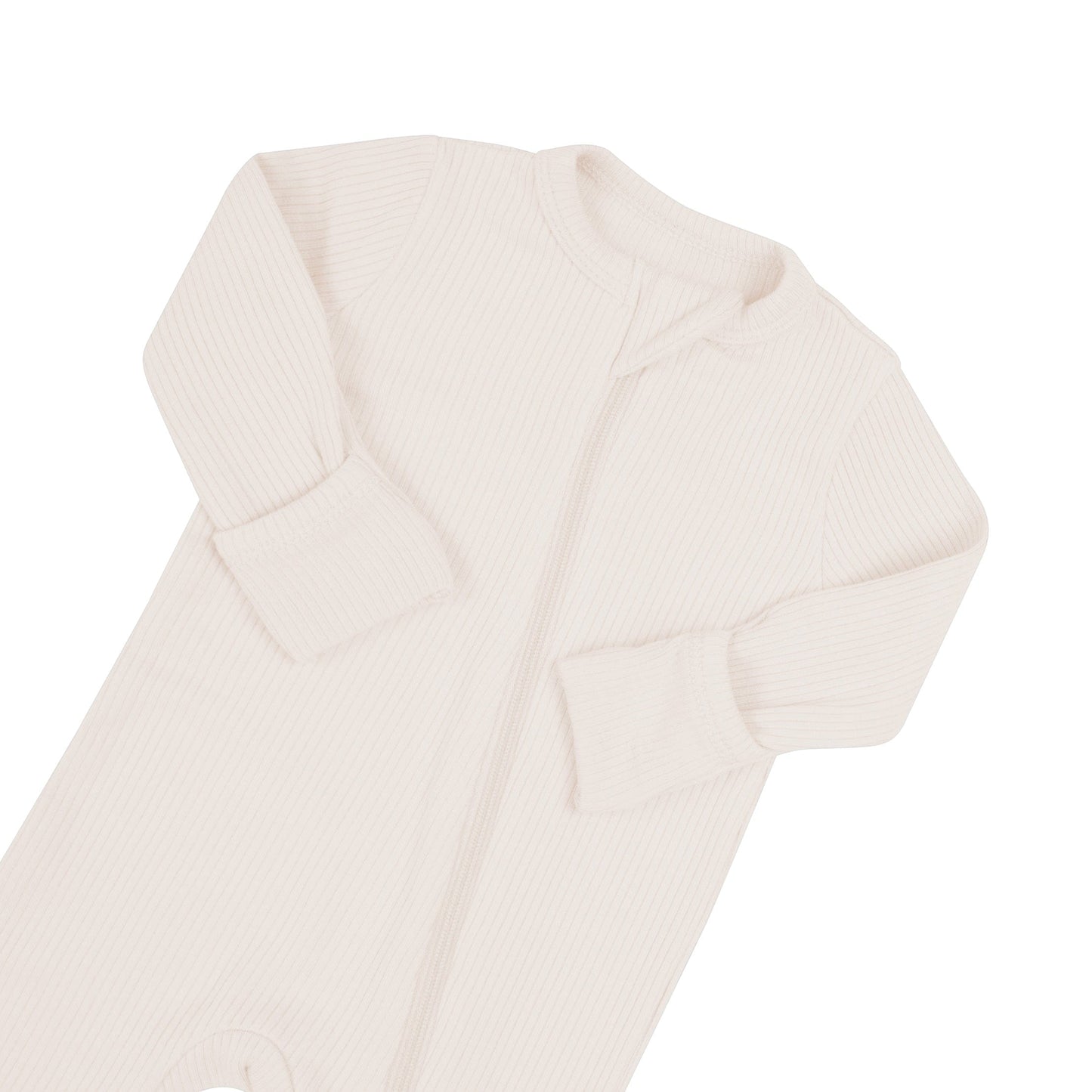 Ribbed Zipper Romper in Oat
