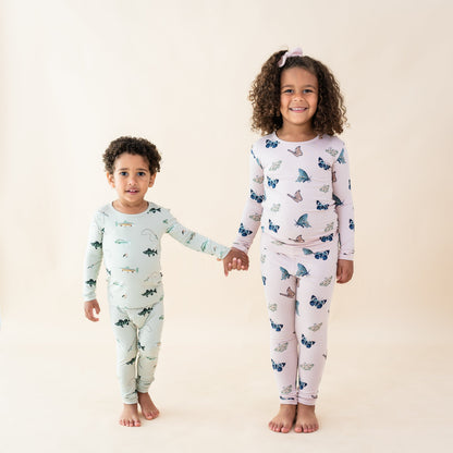 Long Sleeve Pajamas in Blush Butterfly