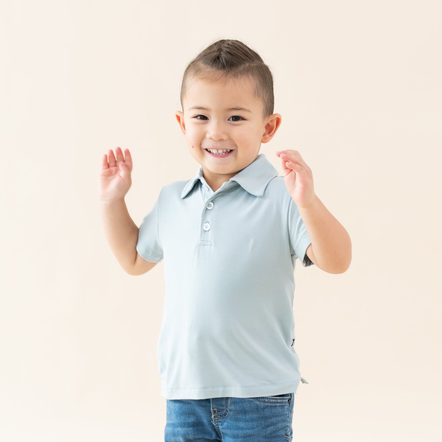 Toddler Short Sleeve Polo in Fog
