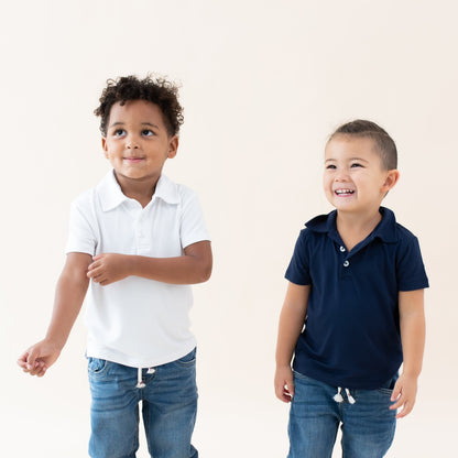 Toddler Short Sleeve Polo in Navy