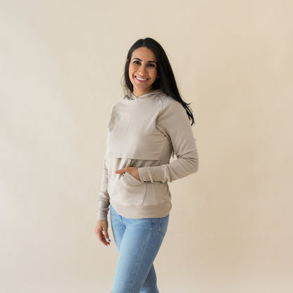 Women's French Terry Nursing Hoodie in Almond
