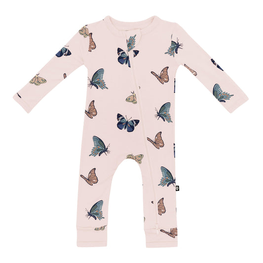 Zippered Romper in Blush Butterfly