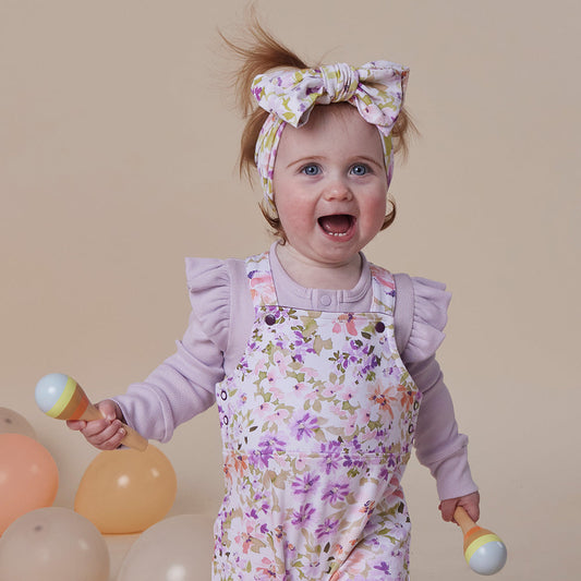 Lavender Rib Long Sleeve Organic Bodysuit with Frill