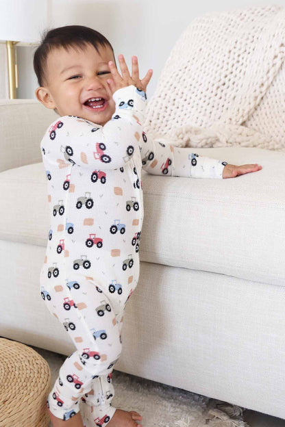 Little Farmer Bamboo Waffle Convertible Zip Romper