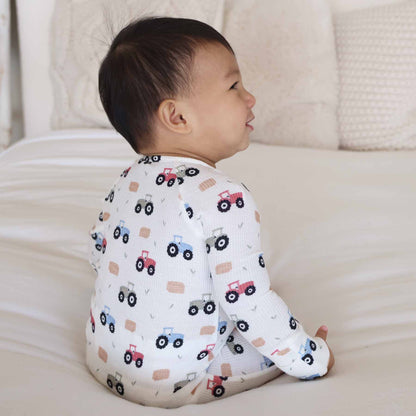 Little Farmer Bamboo Waffle Convertible Zip Romper