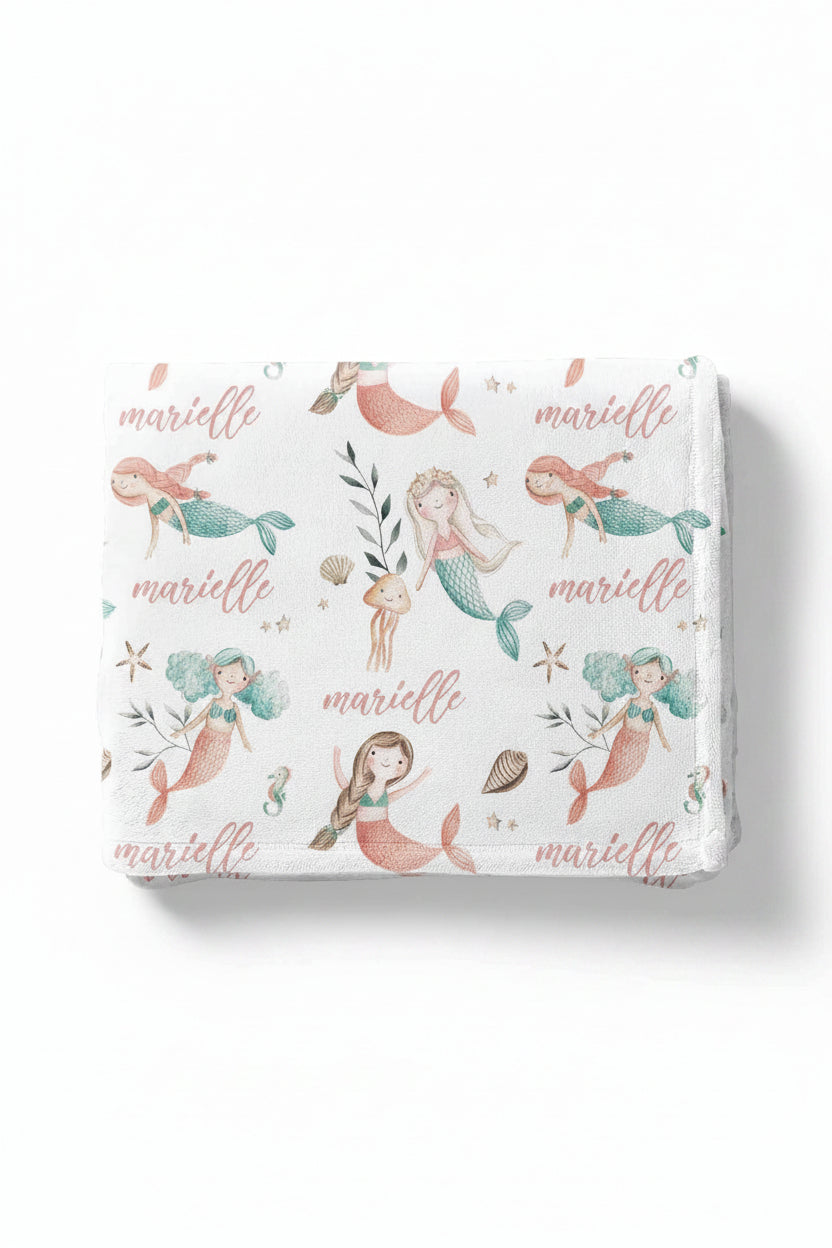 Mermaid Friends Personalized Toddler Blanket