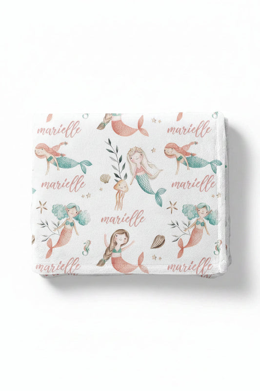Mermaid Friends Personalized Toddler Blanket