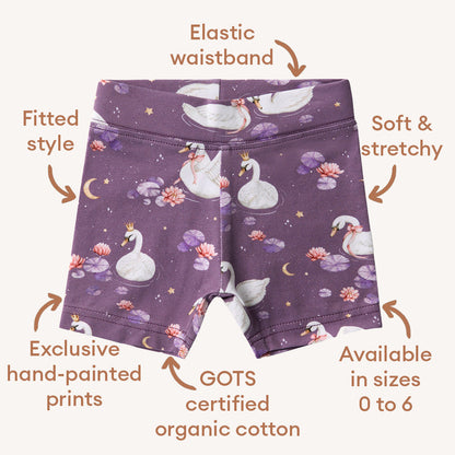 Midnight Swan Organic Bike Shorts